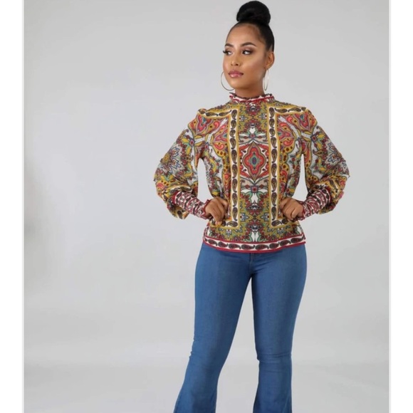 Multicolored Paisley Chiffon Blouse - Picture 4 of 5
